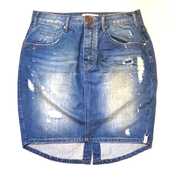 New $120 ONE by One Teaspoon 2020 Denim Mini Skirt 30 NWOT - Picture 2 of 8